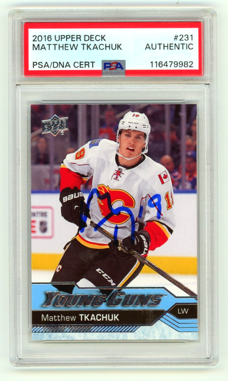 Matthew Tkachuk 2016-17 Upper Deck #231 Young Guns Signed Rookie RC PSA Auto