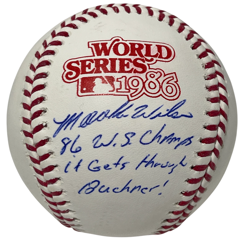 Mookie Wilson Signed 1986 World Series ROMLB Baseball w/ 2 Ins PSA COA NY Mets