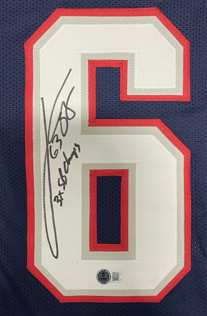 Joe Andruzzi Signed Patriots Custom Jersey w/ 3 SB Champ Beckett Witness BAS COA