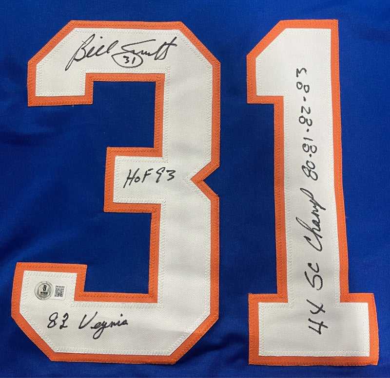 Billy Smith Signed New York Islanders Custom Jersey w/ 3 Insc Beckett W BAS COA