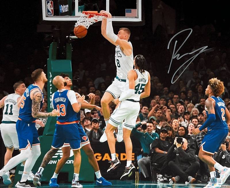Kristaps Porzingis Signed Auto Boston Celtics 16x20 Photo Beckett Wit. BAS COA