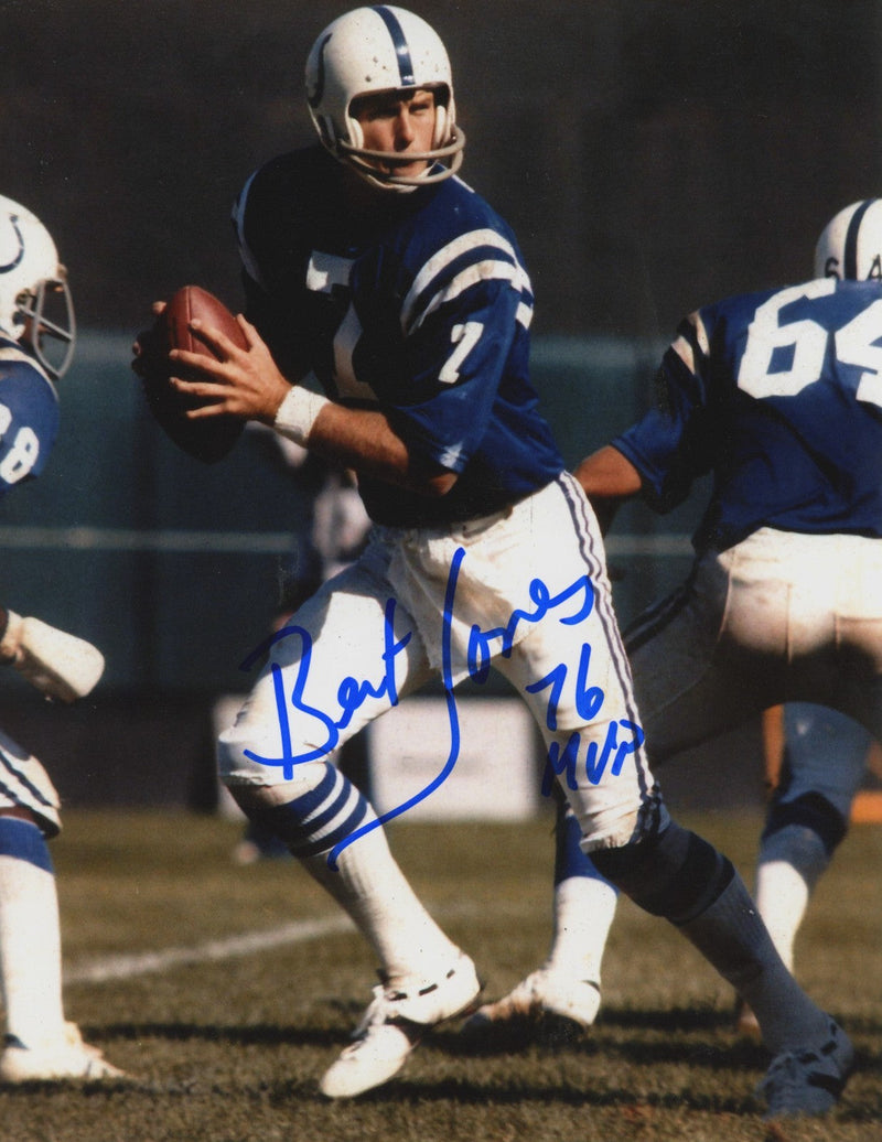 Bert Jones Signed Autographed Baltimore Colts 8x10 Photo w/ 76 MVP LSCM COA