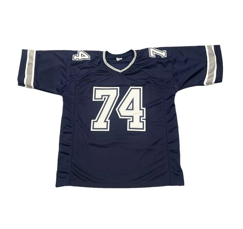 Bob Lilly Signed Dallas Cowboys Navy Custom Jersey w/ 4 Ins Beckett Wit BAS COA