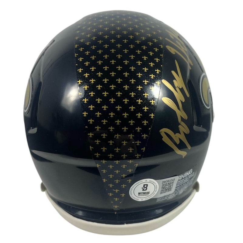 Bobby Hebert Signed Saints Alt Mini Helmet Cajun Cannon Beckett Witness BAS COA