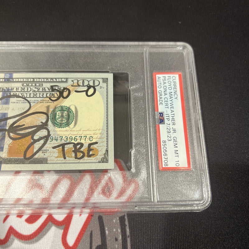 Floyd Mayweather Jr Signed $100 Bill US Currency x4 Inscriptions PSA 10 Auto J