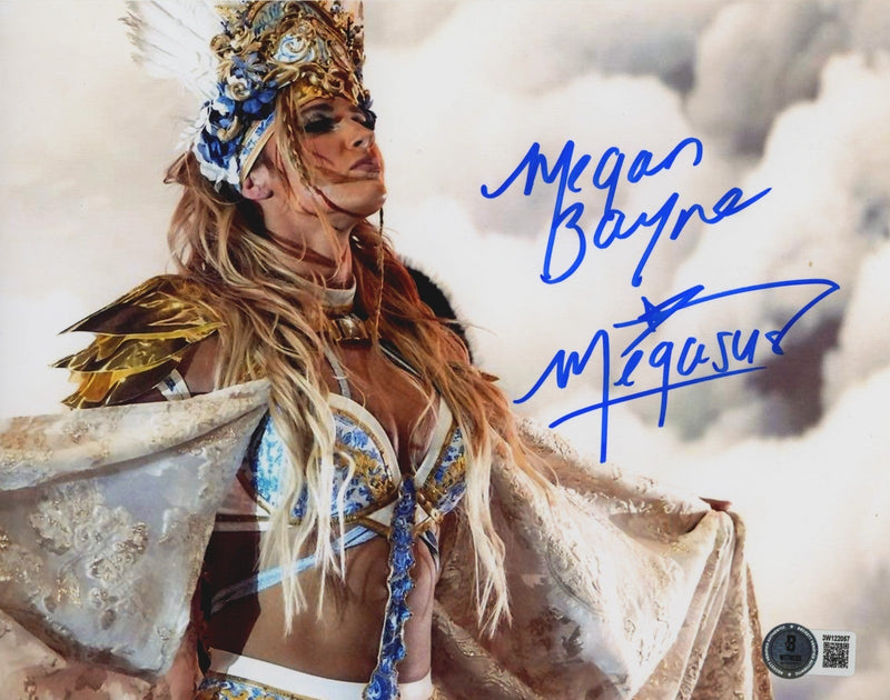Megan Bayne Signed AEW 8x10 Photo w/ Megasus Beckett Witness BAS COA #8