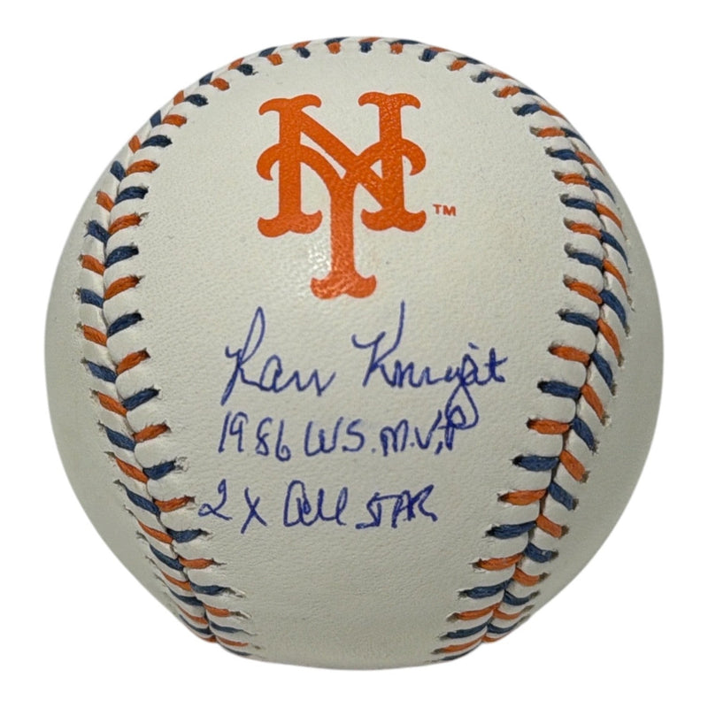 Ray Knight Signed Autographed New York Mets Logo Baseball w/ 2 Insc MVP JSA COA