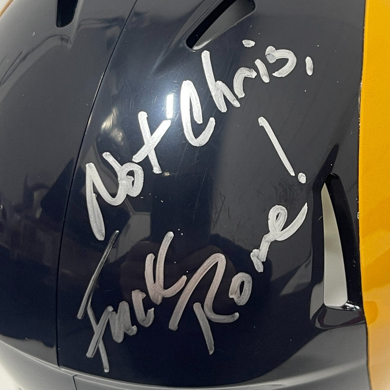 Jim Everett Signed Rams TB Mini Helmet Not Chris F**K Jim Rome Beckett W BAS COA