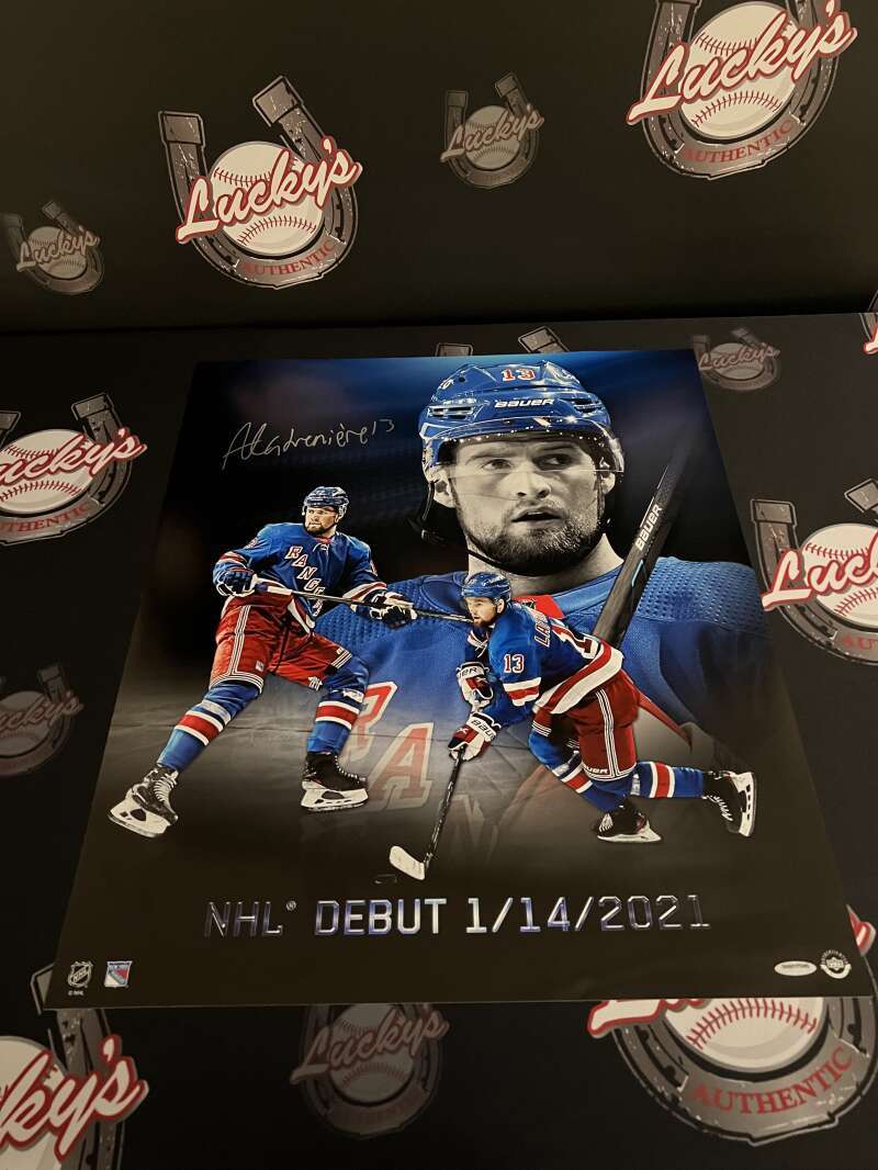 Alexis Lafreniere Signed 20x24 Photo NHL Debut Upper Deck UDA COA NY Rangers