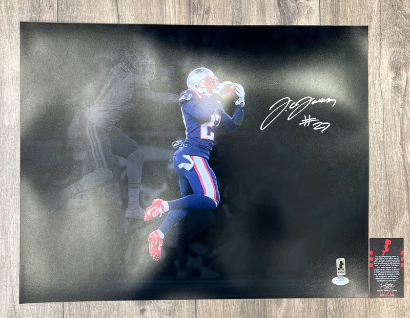 JC Jackson Signed Auto 16x20 Photo PSA INT COA New England Patriots SPOTLIGHT