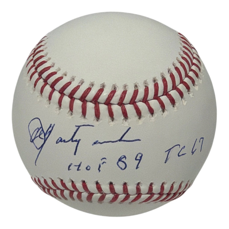 Carl Yastrzemski Signed Autographed ROMLB Baseball w/ HOF 89 + TC 67 JSA COA