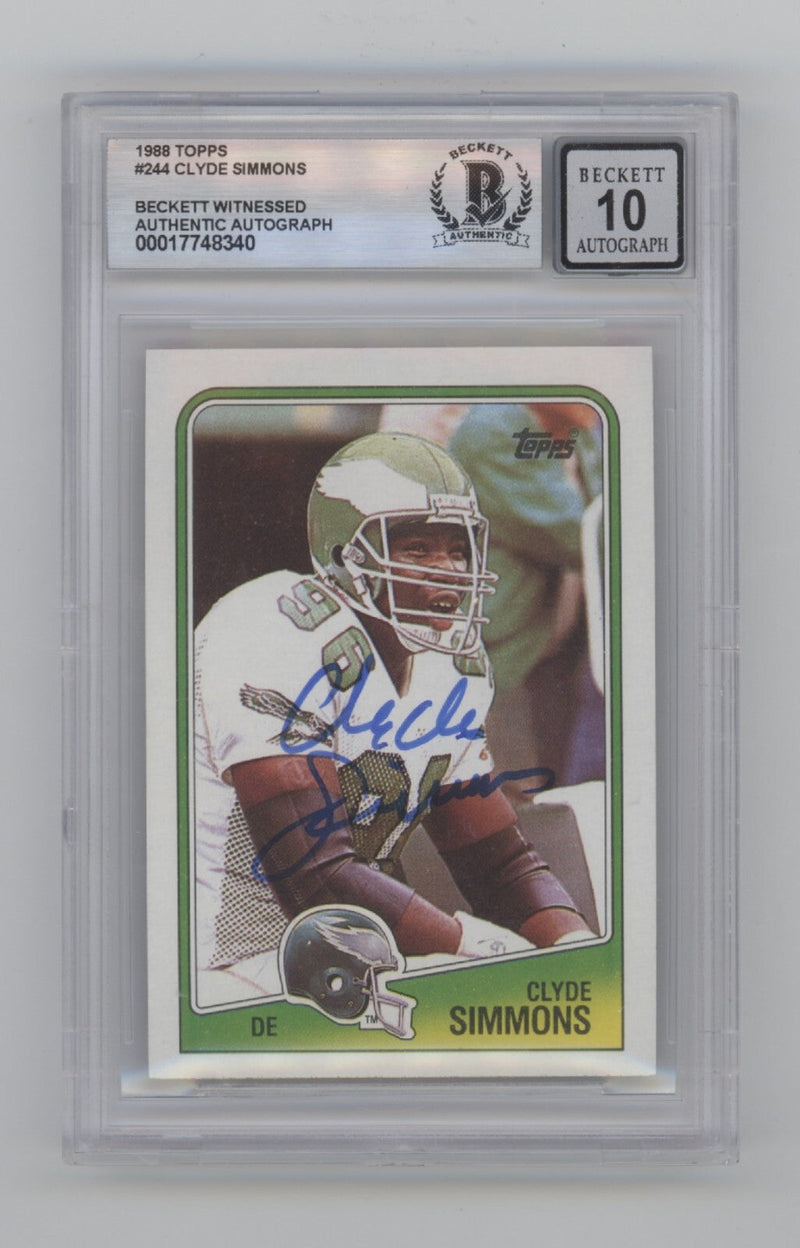 Clyde Simmons 1988 Topps #244 RC Signed Beckett BGS 10 Auto Philadelphia Eagles