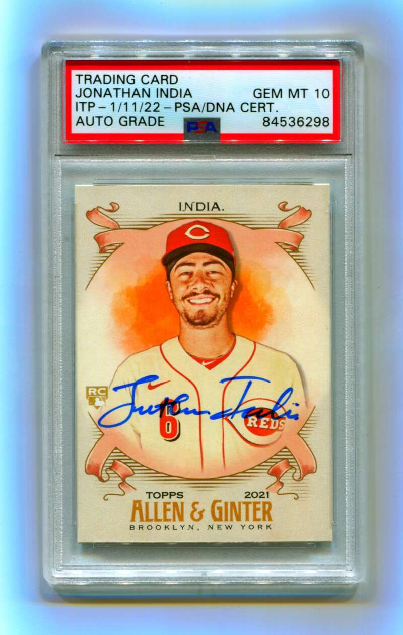 Jonathan India 2021 Allen & Ginter #210 Signed Base Rookie RC PSA 10 Auto ITP