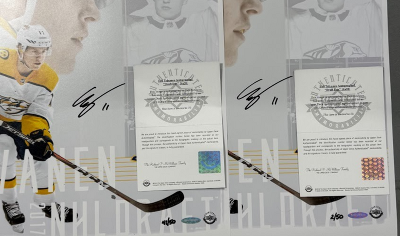 Eeli Tolvanen Signed Draft Day 16x20 Photo #/50 Upper Deck UDA COA Predators