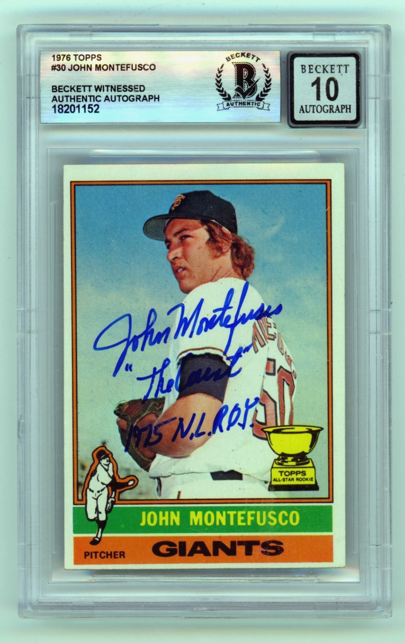 John Montefusco 1976 Topps #30 Signed RC The Count + ROY Ins Beckett BGS 10 Auto