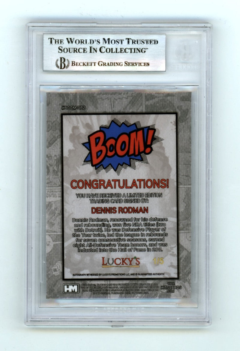 Dennis Rodman 2024 Hits Memorabilia BOOM Blue #/5 Signed BGS BAS Auto Pistons