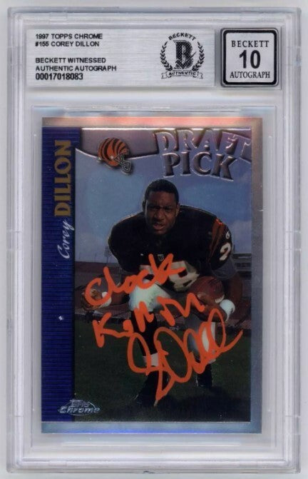 Corey Dillon 1997 Topps Chrome #155 Rookie RC Signed Ins Beckett BAS BGS 10 Auto