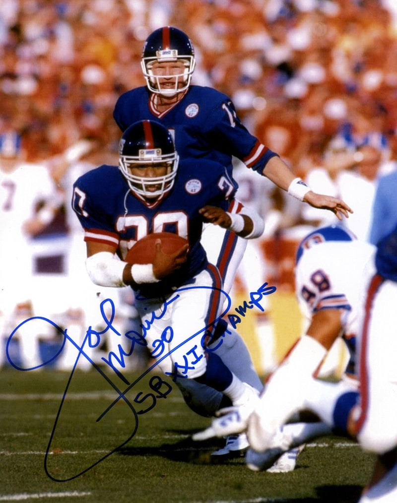 Joe Morris Signed New York Giants 8x10 Photo w/ SB XXI Champs Insc. LSCM COA