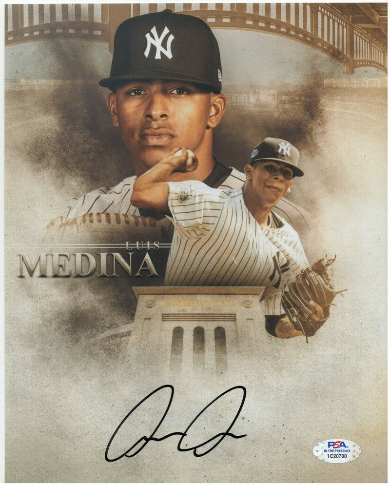 Luis Medina Signed Autographed New York Yankees 8x10 Photo PSA COA #1