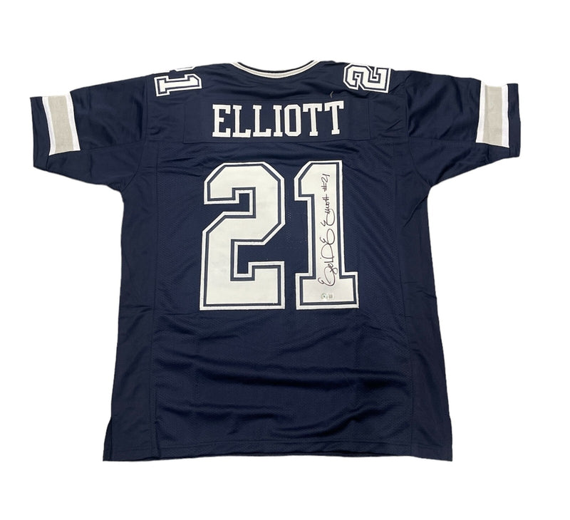 Ezekiel Elliott Signed Dallas Cowboys Custom Jersey Beckett Witness BAS COA