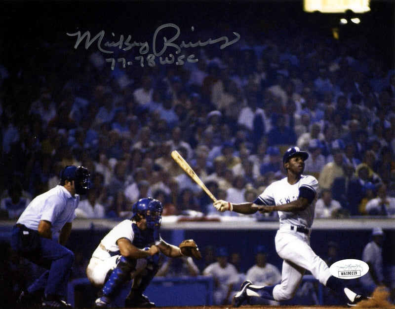 Mickey Rivers Signed New York Yankees 8x10 Photo w/ 77-78 WSC JSA COA #6