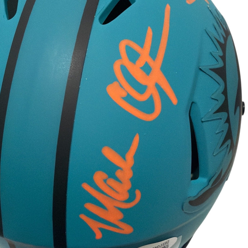 Mark Clayton & Mark Duper Dual Signed Dolphins Rave Mini Helmet JSA Wit COA