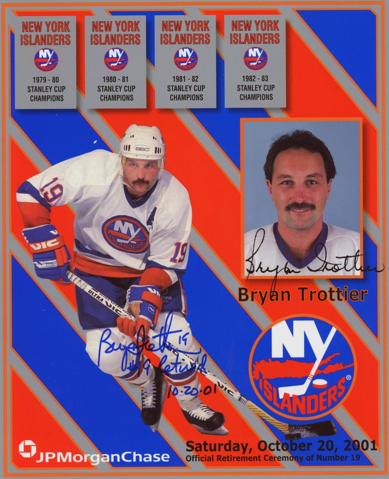 Bryan Trottier Signed Autographed SGA 8x10 Photo w/ #19 Retired PSA ITP COA