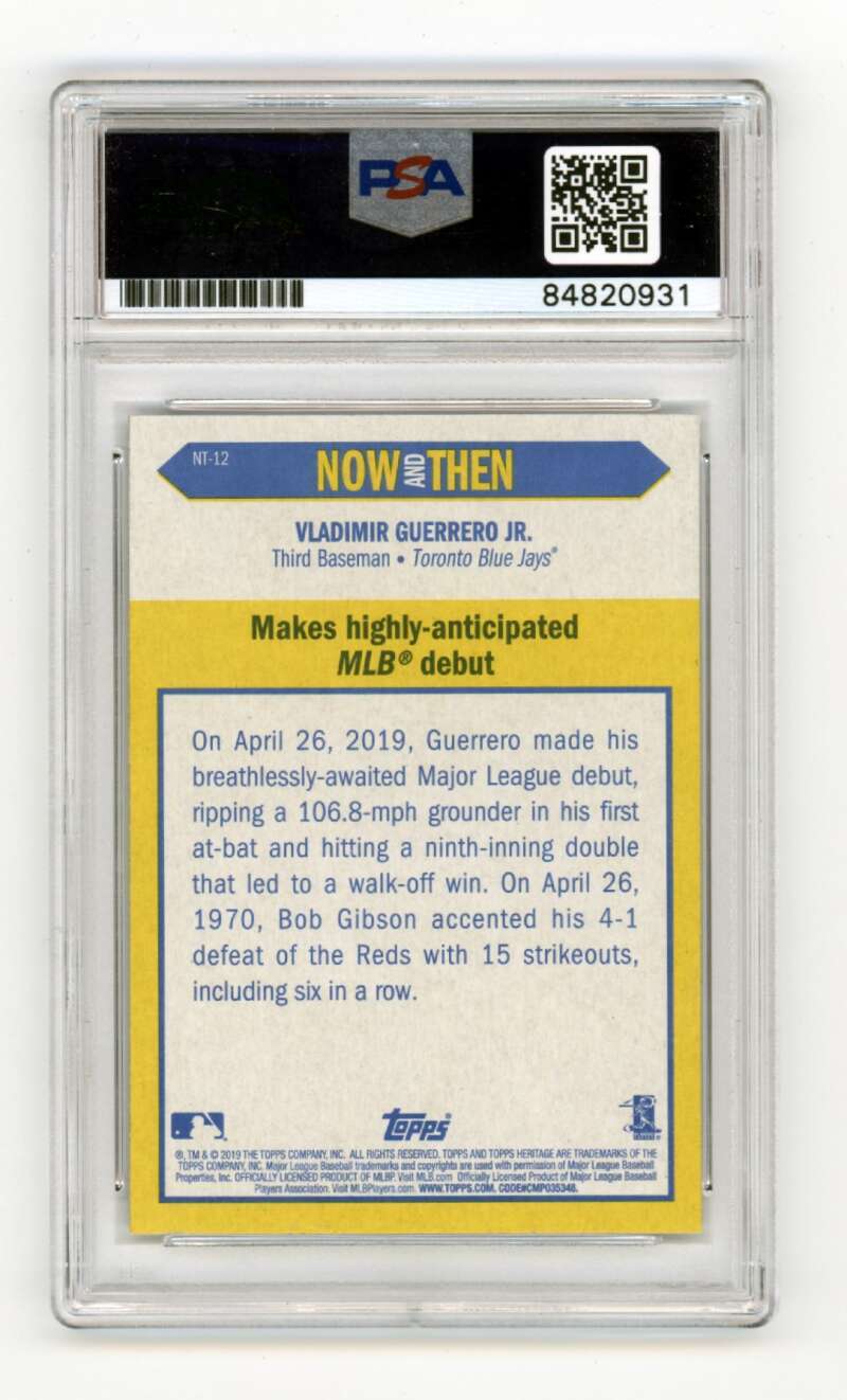 Vladimir Guerrero Jr. 2019 Topps Heritage Now & Then #NT-12 Signed PSA 10 Auto
