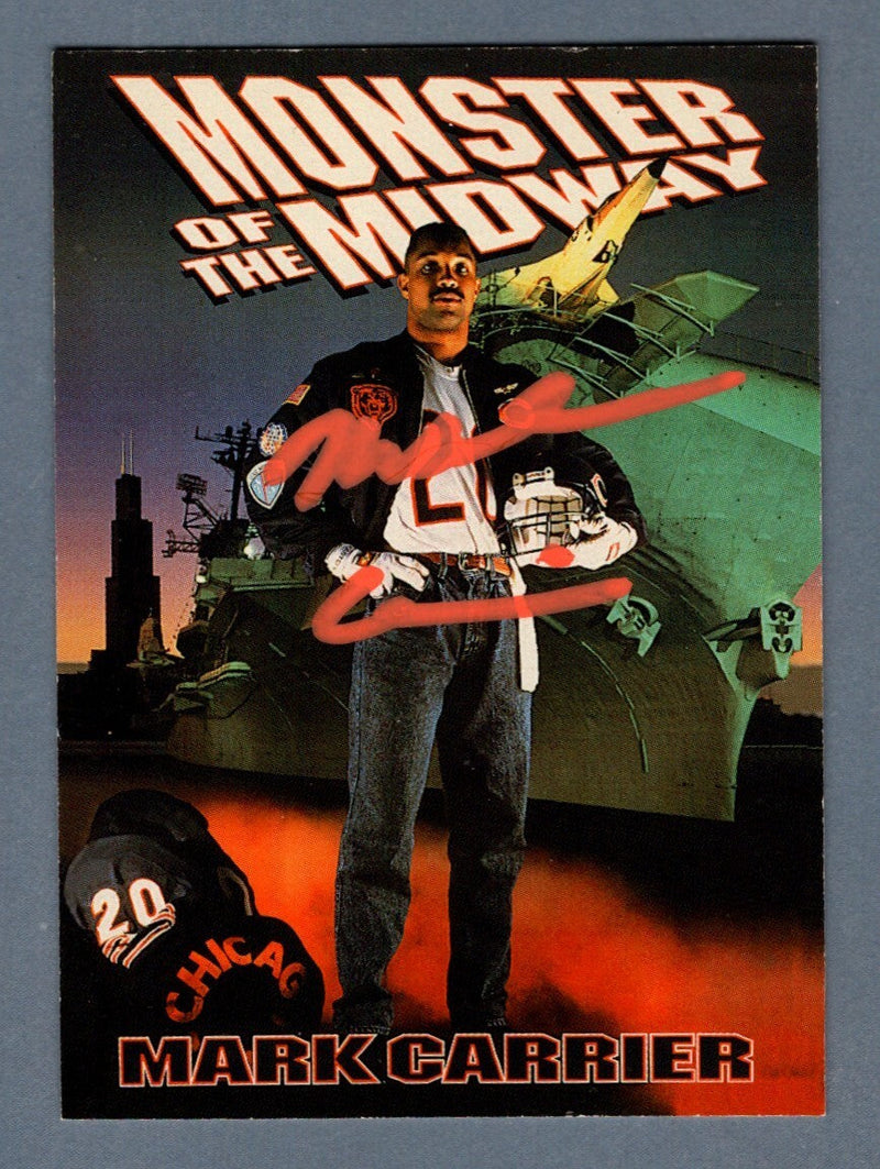 Mark Carrier Signed 1992 Skybox Primetime Monster of the Midway #202 LSCM COA