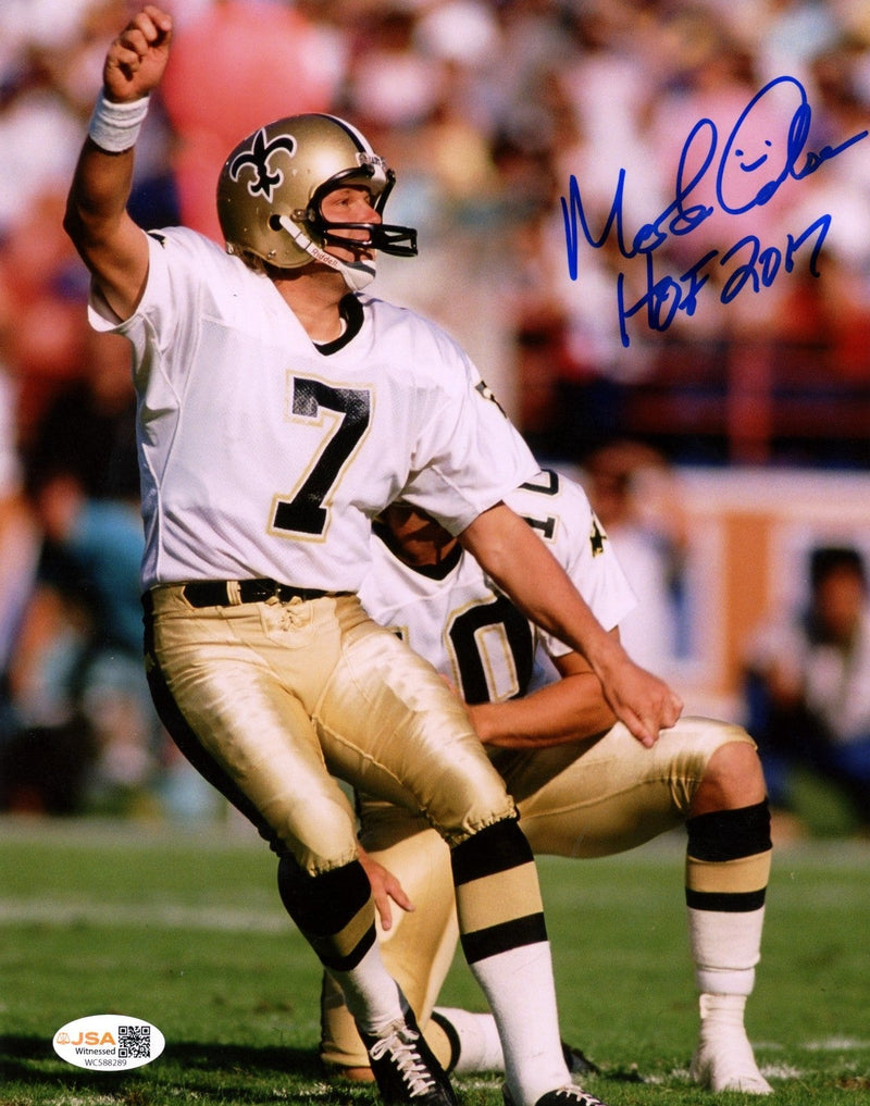 Morten Andersen Signed Autographed Saints 8x10 Photo HOF 2017 JSA Witness COA #1