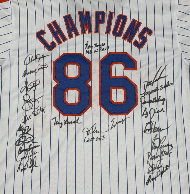 New York Mets 1986 World Series (23 Auto) Team Signed Custom Jersey Insc JSA COA