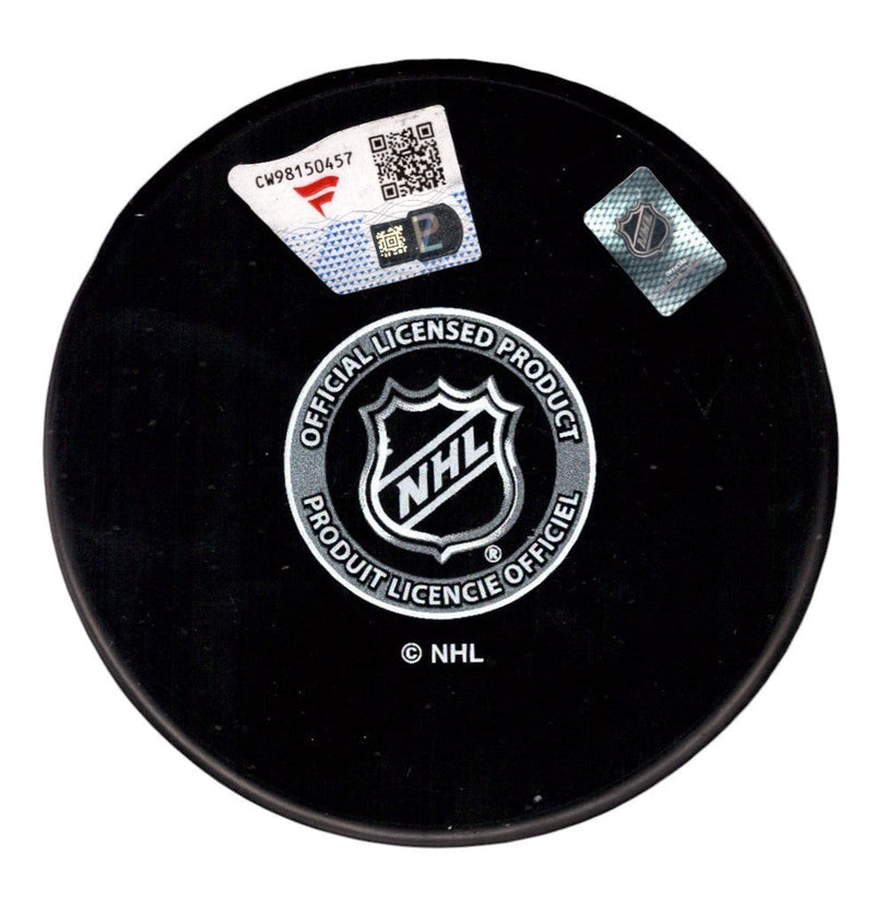 Connor Hellebuyck Signed Jets Logo Puck Secretary of Defense Insc. Fanatics COA