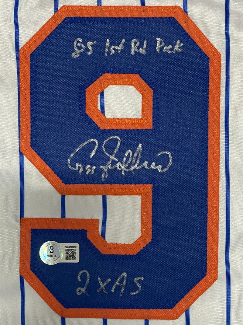 Gregg Jefferies Signed Mets Custom Jersey w/ 2 Insc Beckett Witness BAS COA