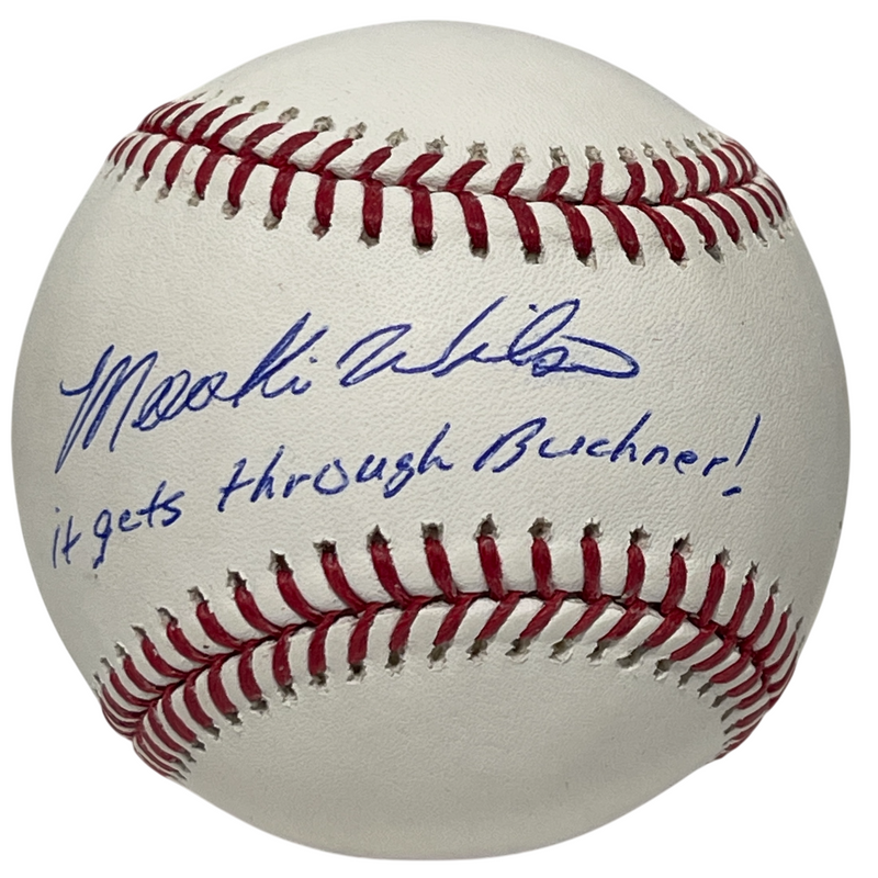 Mookie Wilson Signed ROMLB Baseball w/ it gets through Buckner PSA COA Mets