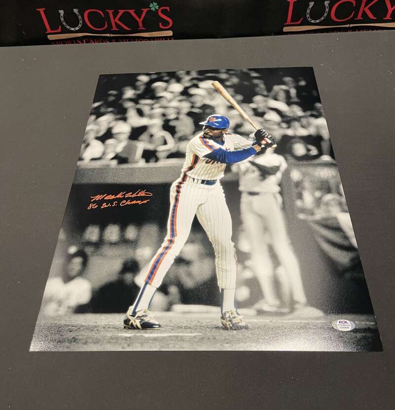 Mookie Wilson Signed Auto 16x20 Photo Spotlight PSA COA 86 WS Champs NY Mets