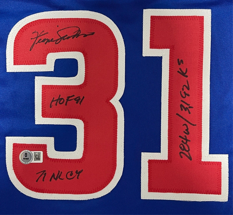 Fergie Jenkins Signed Chicago Cubs Custom Jersey w 4 Ins Beckett Witness BAS COA