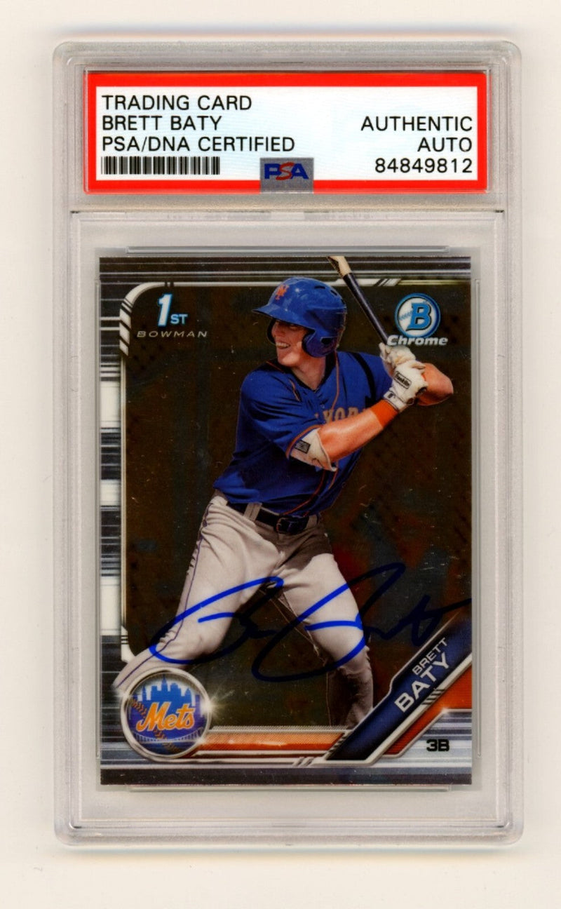 Brett Baty 2019 Bowman Chrome Draft 1st Prospect Signed Authentic PSA Auto Mets