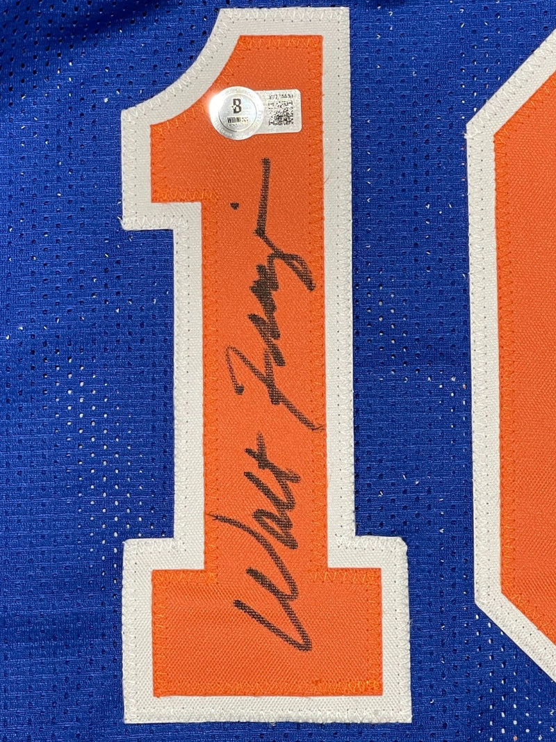 Walt Frazier Signed New York Knicks Custom Jersey Beckett Witness BAS COA