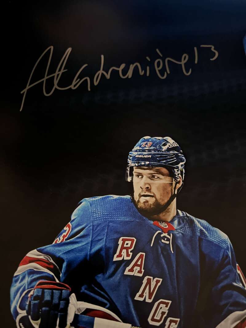 Alexis Lafreniere Signed 20x24 Photo NHL Debut Upper Deck UDA COA NY Rangers