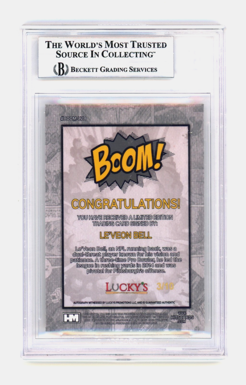 Le'Veon Bell 2024 Hits Memorabilia BOOM Gold /10 Signed BGS BAS Auto Pittsburgh