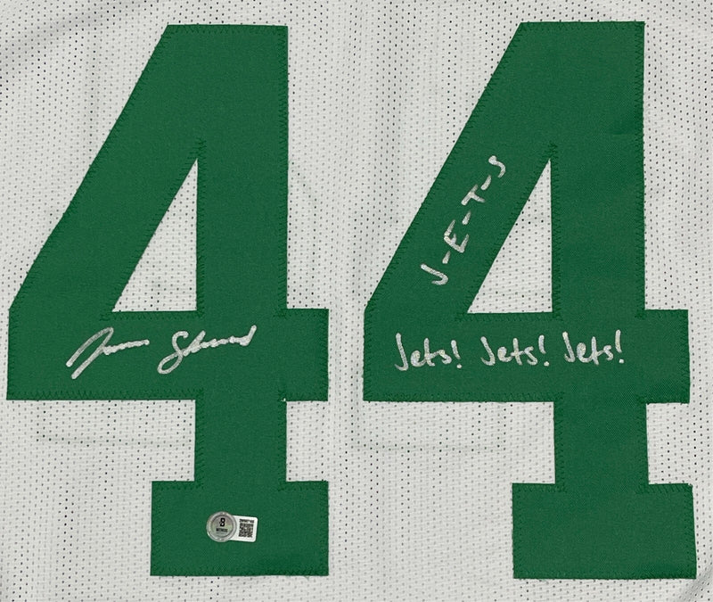 Jamien Sherwood Signed Jets Custom Jersey w/ J-E-T-S Jets Jets Beckett W BAS COA