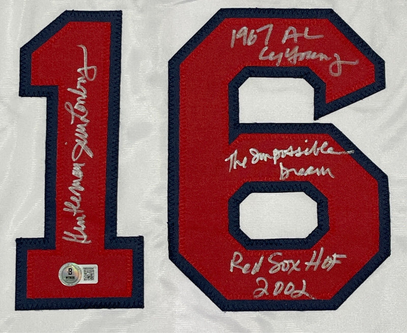 Jim Lonborg Signed Boston Red Sox Custom Jersey w 4 Insc Beckett Witness BAS COA