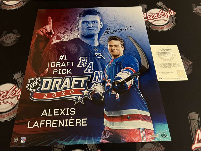 Alexis Lafreniere Signed 20x24 Photo Draft Day Upper Deck UDA COA NY Rangers
