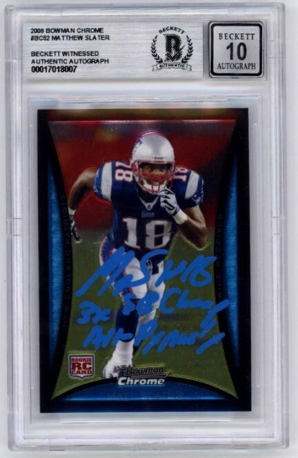 Matthew Slater 2008 Bowman Chrome Rookie RC Signed 2 Ins Beckett BAS BGS 10 Auto