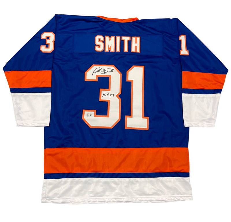 Billy Smith Signed New York Islanders Custom Jersey w/ HOF 93 Beckett W BAS COA
