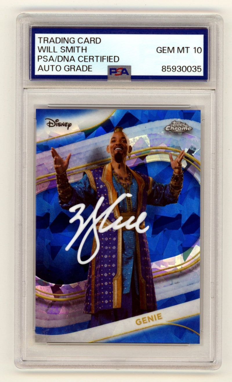Will Smith 2025 Topps Chrome Sapphire Disney #186 Genie Signed PSA 10 Auto