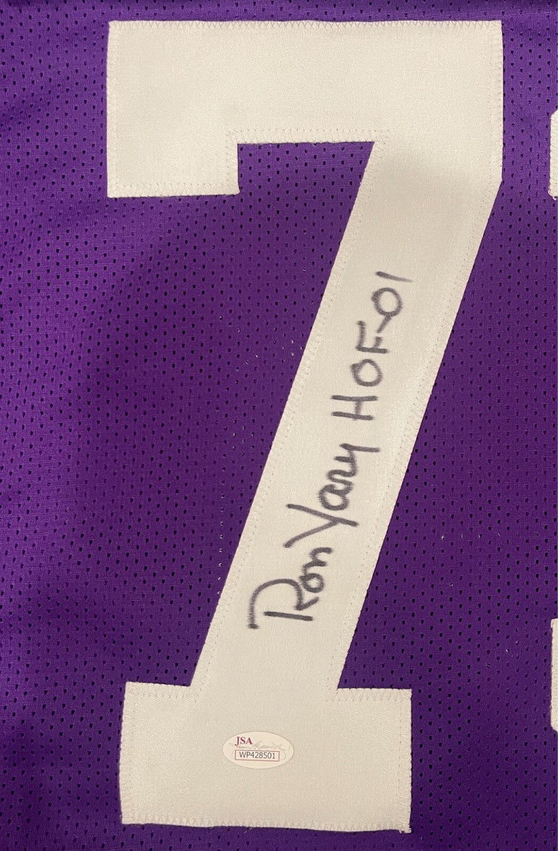 Ron Yary Signed Minnesota Vikings Custom Jersey w/ HOF 01 JSA COA