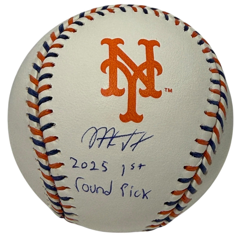 Mitch Voit Signed Autographed Mets Logo Baseball w/ 2025 1st Rd Pick JSA Wit COA