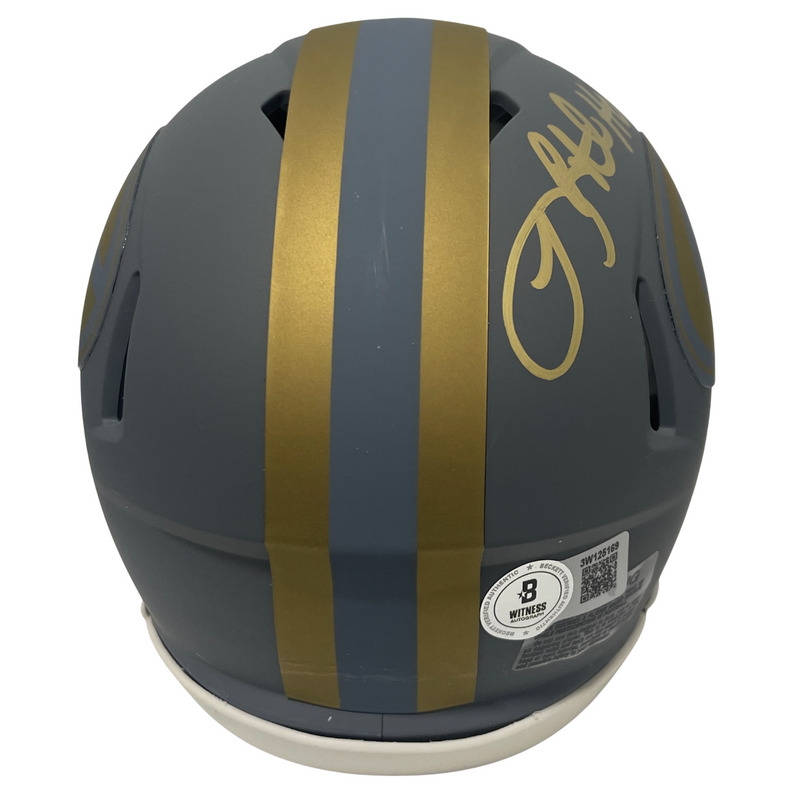 LeRoy Butler Signed Packers Slate Mini Helmet w/ HOF 22 Beckett Witness BAS COA