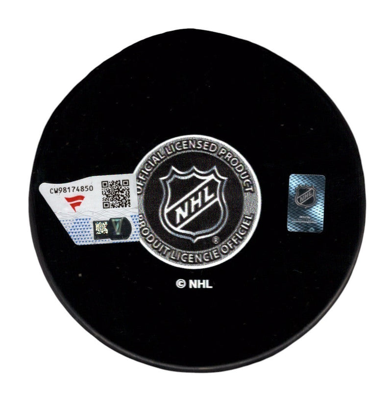 Jack Hughes Signed Autographed New Jersey Devils Logo Puck Fanatics COA